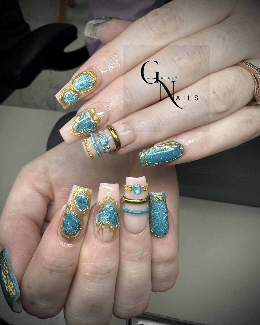 Aqua and gold